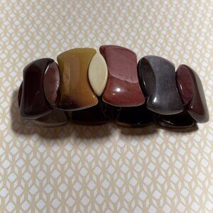 Gorgeous Chunky Mookaite Jasper Beaded Stretchy Bracelet